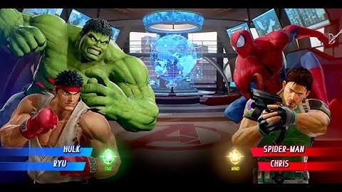 Hulk and Ryu vs Spider-man and Chris - MARVEL VS. CAPCOM: INFINITE