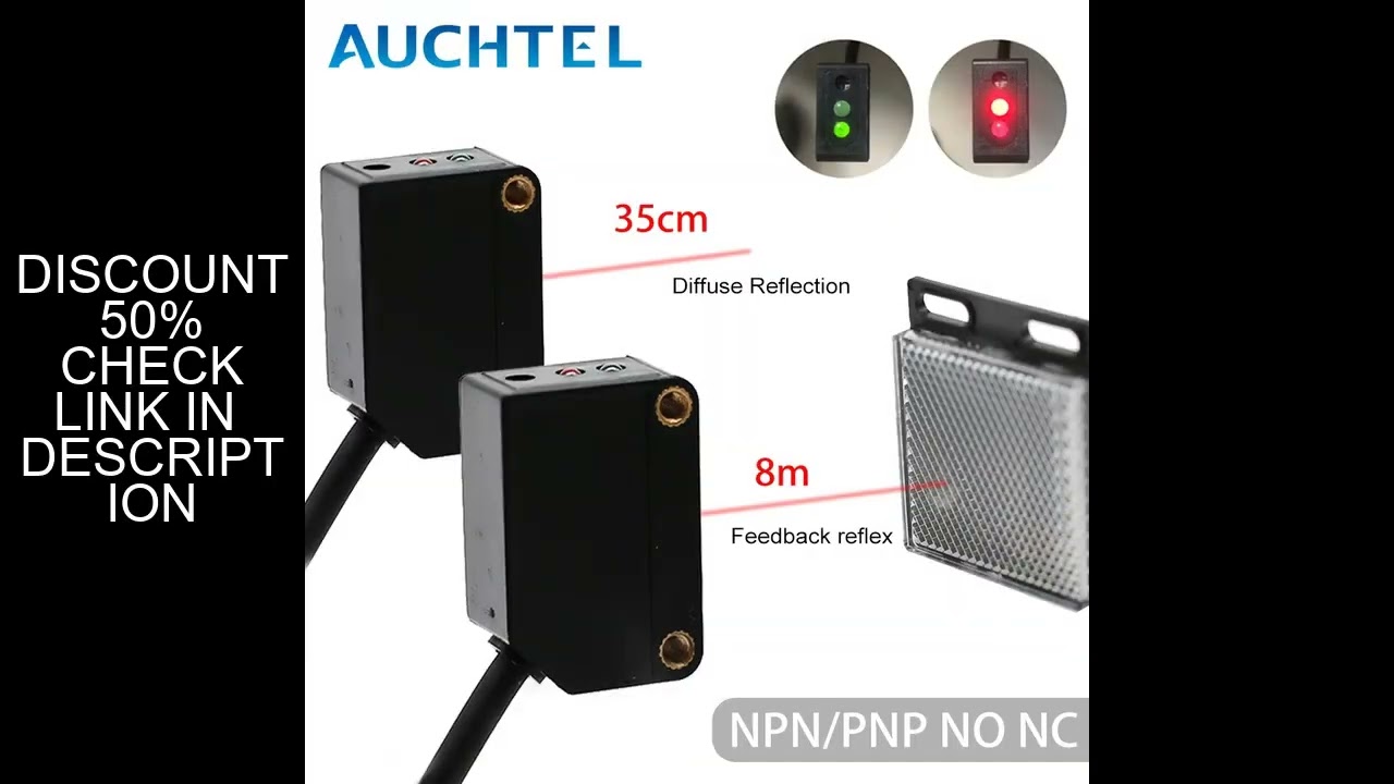 Square Laser Sensor 35cm Adjustable NPN PNP Mirror Lens Diffuse Optical Infrared Photo Cell Proximit