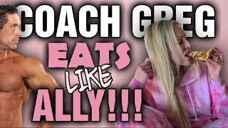 Coach Greg EATS What Ally Eats for a Day!!!  McDonalds, Starbucks, Pickle Pizza, Bagels, and More...