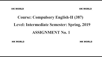 AIOU 387 English Solved Assignment Spring 2019