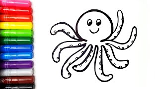 Cute Octopus Coloring Page easy for kids Color Time Kids Art