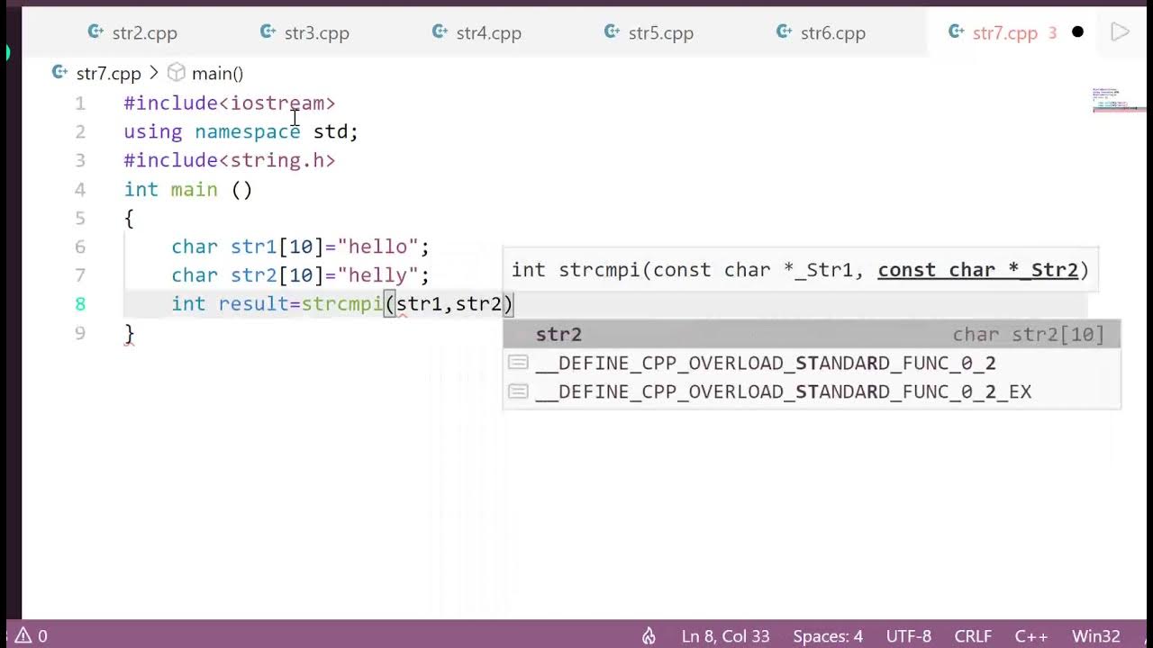 compare string using STRCMP | string in C++ - YouTube