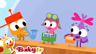 making music guitar drums keyboard and a saxophone videos for kids babytv