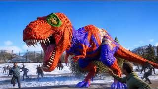 GIANT RAGING DINOSAUR ATTACKS HUMANS! Terrifying Escape in Frozen Park (4K) screenshot 1