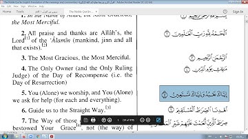 ترجمة معاني سورة الفاتحة لمحسن خان  Translation of the meanings of the Qur’an in English