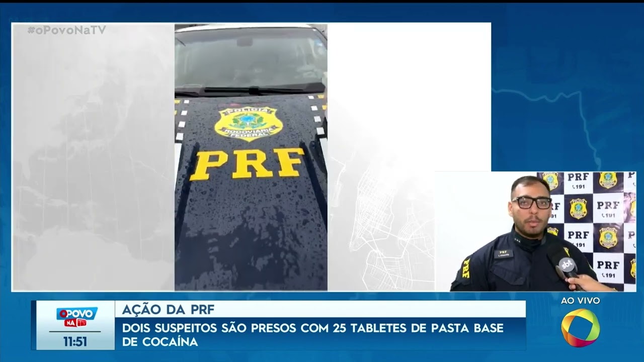 Ação da PRF dois suspeitos são presos com 25 tabletes de pasta base de cocaína - O Povo na TV