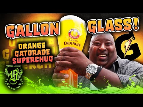 THIS GLASS IS HUGE!!!!! | Gallon Orange Gatorade Chug in Under a Minute!