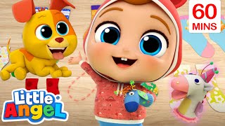 Baby John's Sock Puppet Show  | Bingo and Baby John | Little Angel Nursery Rhymes and Kids Songs