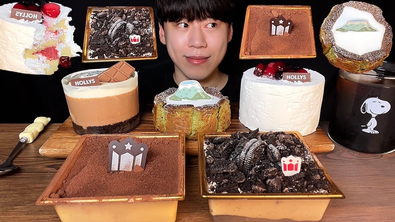 СУБ)Корейский шоколадный торт, торт со взбитыми сливками, баскский чизкейк, шоу поедания торта орео🍰