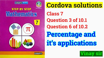 Exercise 10.1 percentage and its applications | @vinaysir2680 | cordova solutions of class 7