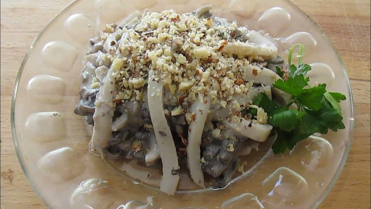 Пошаговые рецепты салатов с кальмаром с фото и видео. Как приготовить простой са