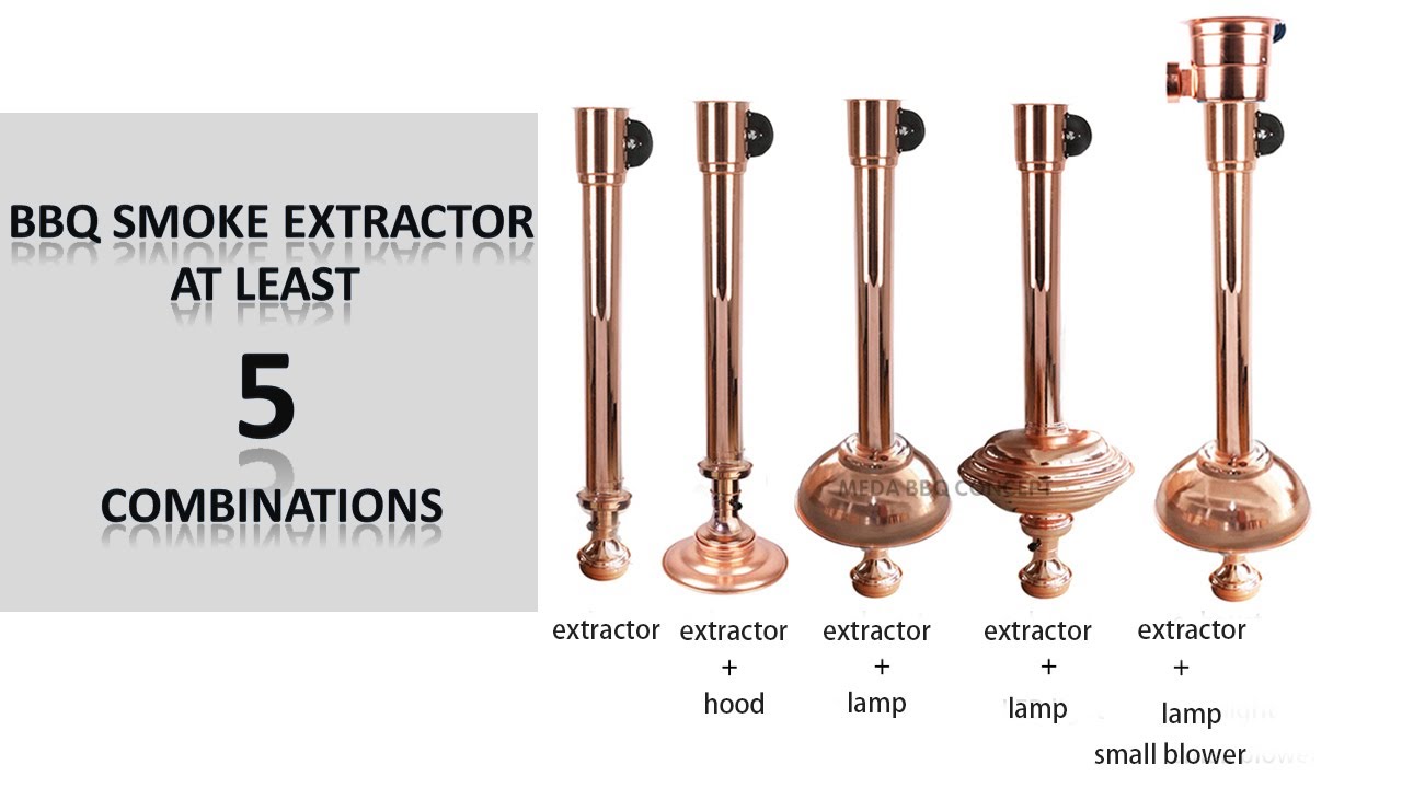 retractable bbq smoke extractor with lamp struture and installation