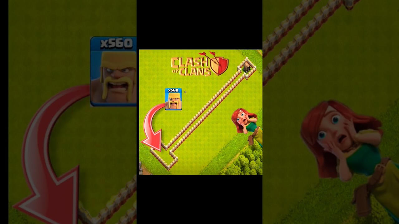 Clash of Clan Barbarian vs giant canon 