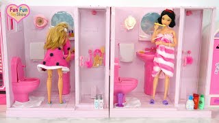 Barbie and Snow White in Pink Bathroom - Mermaids in Jacuzzi Hot tub spa kamar mandi Barbie Sereia