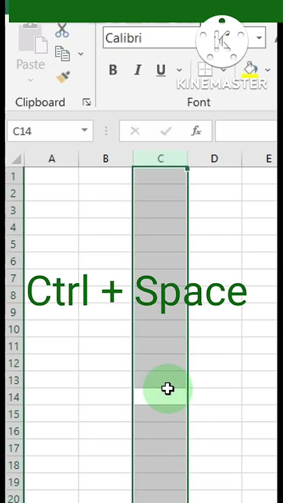 Shortcut keys (to select column & row)