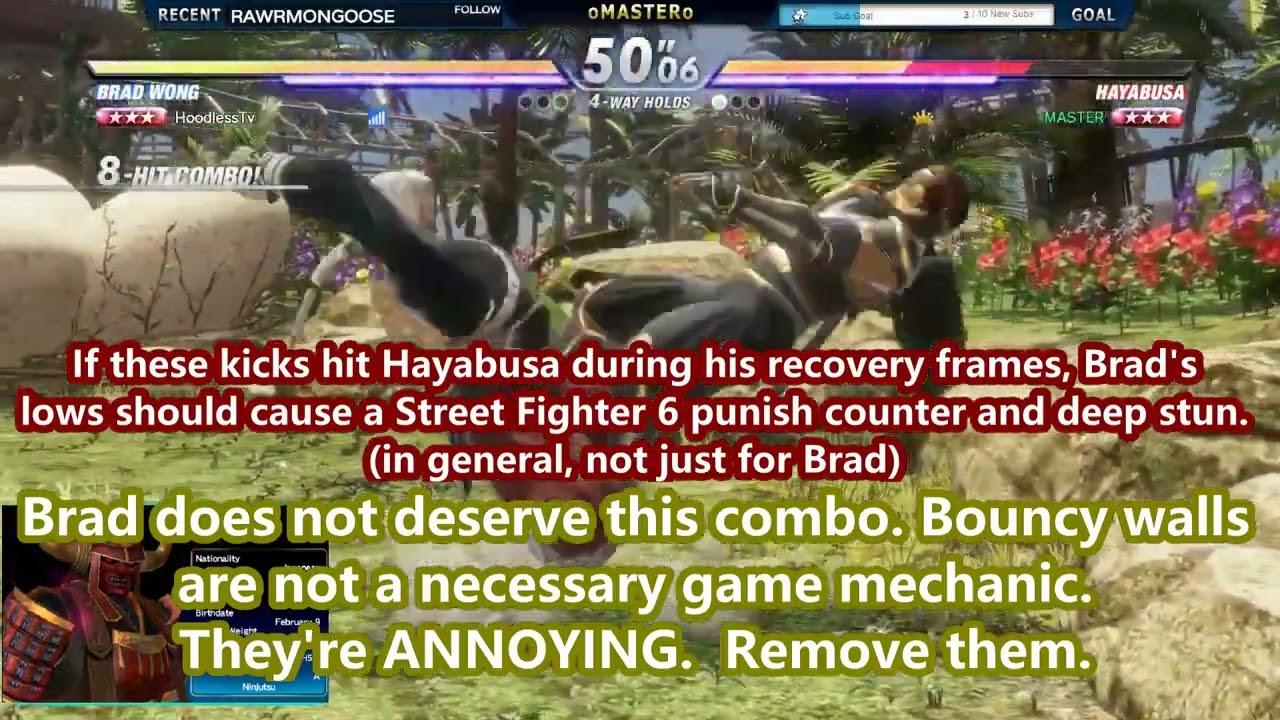 Analyst watches MASTER fight Hoodless PART 2 - Dead or Alive 6 | Ryu Hayabusa vs Brad Wong - DOA6