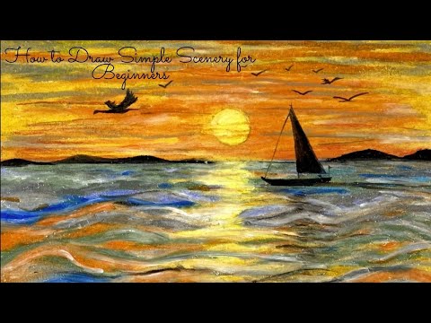 How to Draw Simple Scenery for Beginners-Using Oil Pastel