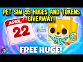 FREE HUGE + TOKENS GIVEAWAY LIVE! Pet Sim 99 Mid Week Update Stream