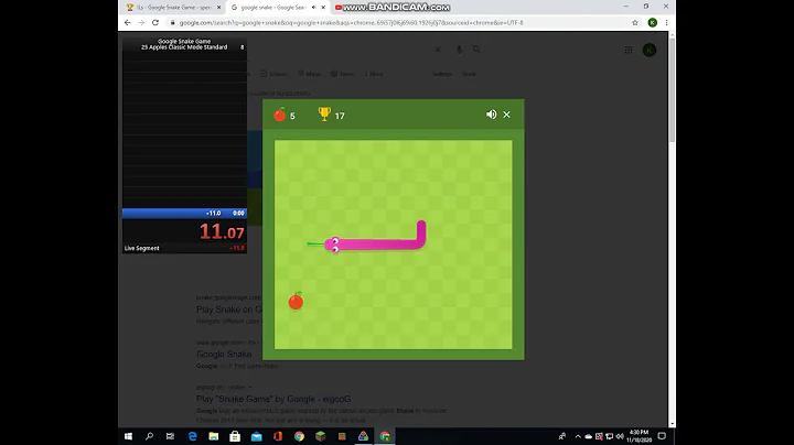 Google Snake Game Speedrun (Classic Mode Standard 25 Apples)