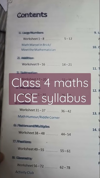 class 4 maths icse syllabus - YouTube