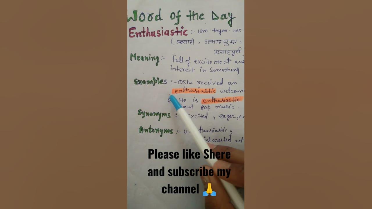 Enthusiastic meaning in hindi with examples synonyms and antonyms||RK