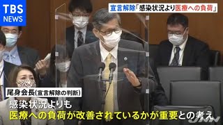 “宣言”の解除判断「医療への負荷が改善されているかが重要」尾身会長