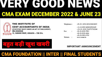 ICMAI Most Important And Good News To All CMA Student