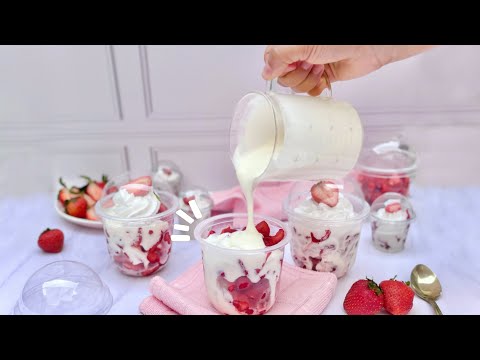 El POSTRE delicioso para VENDER casi TODO EL AO  Las mejores FRESAS con CREMA para VENDER en vaso