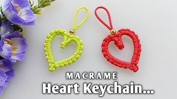Macrame Heart Pattern Keychain | Macrame heart keychain tutorial
