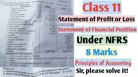 Class 11||Statement of Profit or Loss & Statement of Financial Position under NFRS||Solution||AG TV