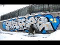 Winter graffiti and snowboarding