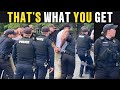 Weak White Woman KKKop Tries To Slam A Black Man For No Reason &amp; Throws Herself On The Ground!!