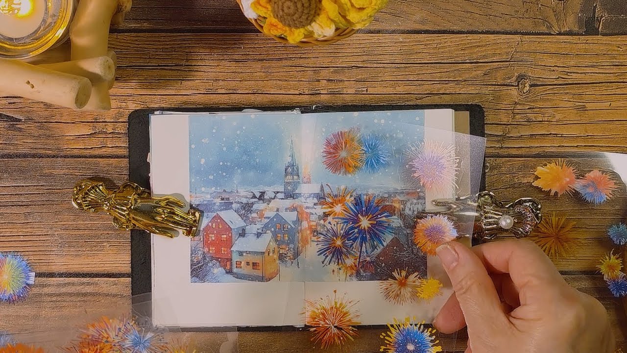 다꾸 ASMR🎇노트 속 여인들의 불꽃놀이✨｜ collage ｜Scrapbooking｜Art Journaling ｜コラージュ ｜