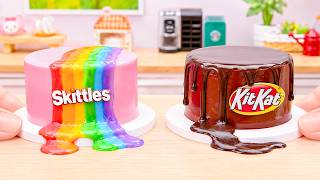 Amazing Miniature Skittles vs KitKat Cake | Tiny Rainbow Cake Decorating Challenge
