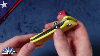 Jarosz Knives Kali, Blasted Vanax Blade, Red G10 Handle Scales and Yellow G10 Handle Scales