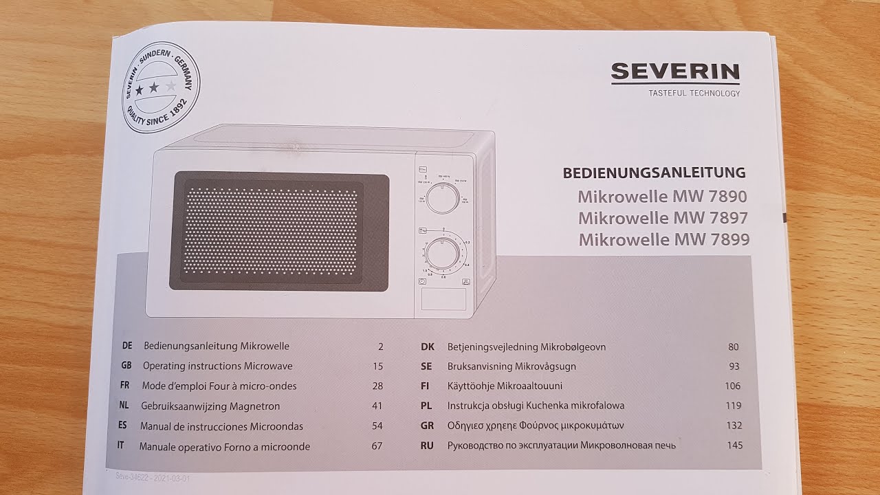 Severin MW 7890 Microwave Oven Instructions Manual Deutsch, English