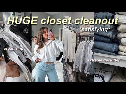 HUGE CLOSET CLEANOUT for the new year! 🧺✨ (decluttering + organizing everything) *satisfying*