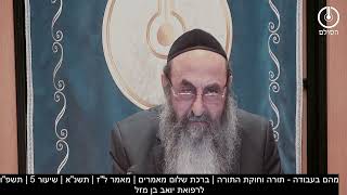 מהם בעבודה - תורה וחוקת התורה | ברכת שלום מאמרים | מאמר ל"ז | תשנ"א | שיעור 5 | תשפ"ו