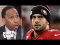 Stephen A. doesn't give Jimmy Garoppolo props for beating that 'baad' man Aaron Rodgers | First Take