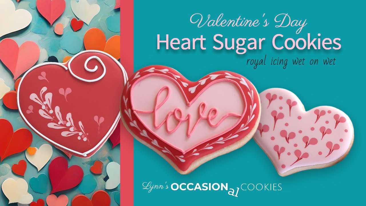 Valentine Hearts Simple Wet on Wet Designs #sugarcookies #royalicing #customcookies