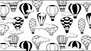 Calming baby sensory fun video | Black white high contrast | Stop crying | Hot Air Balloon parade