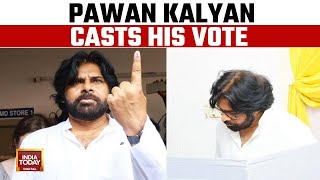 Pawan Kalyan casts his vote, arrives in polling booth with wife Anna