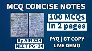 How to make MCQ concise notes of PYQs GTs to improve rank in NEET PG INI CET #neetpg#inicet
