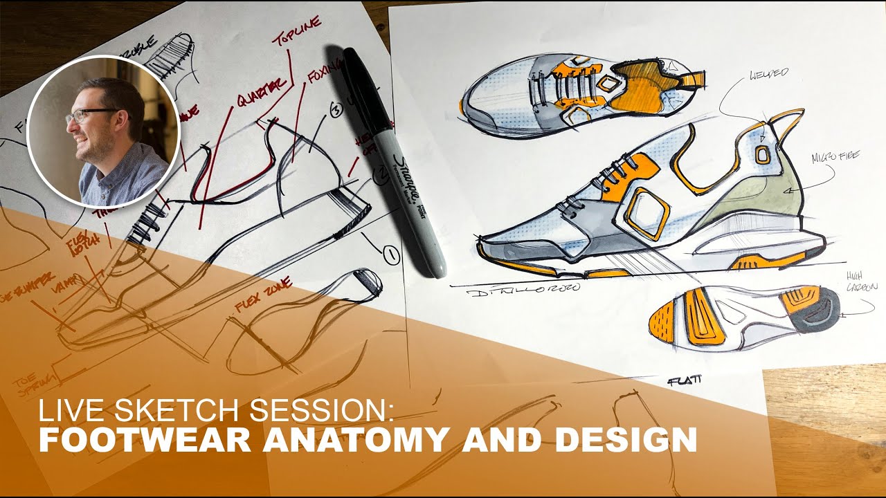 Live sketch session a past Nike, Jordan, Converse designer: Footwear Anatomy and Design - YouTube