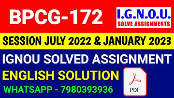 BPCG 172 Solved Assignment 2023-24 English, BPCG 172 Solved Assignment 23-24, BPCG-172 Assignment