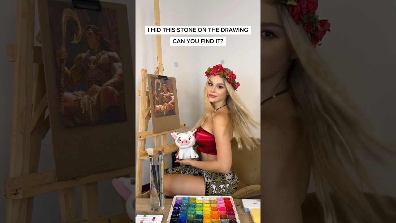 I DRAW MAUI FROM MOANA IN REAL LIFE❤️ DID YOU FIND HIDDEN STONE?🌀BUY PRINTS ON MY SITE! 