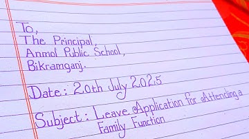 Leave Application for Family Function | 1 Day Leave Letter in English | Trending Letter Writing 2025