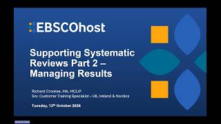 Details Supporting Systematic Reviews using EBSCOhost Part 2 - Managing Search Results News