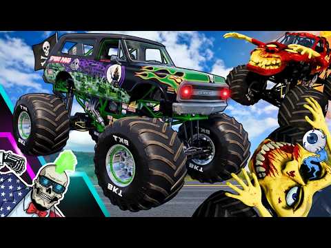 Monster Jam INSANE Racing, Freestyle and High Speed Jumps #129 | BeamNG Drive | Grave Digger