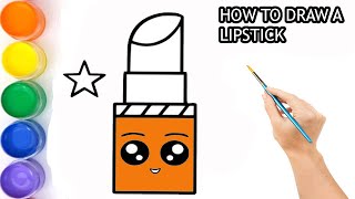 How To Draw A Lipstick For Kids Step By Step And Easy Easy Art Tutorial